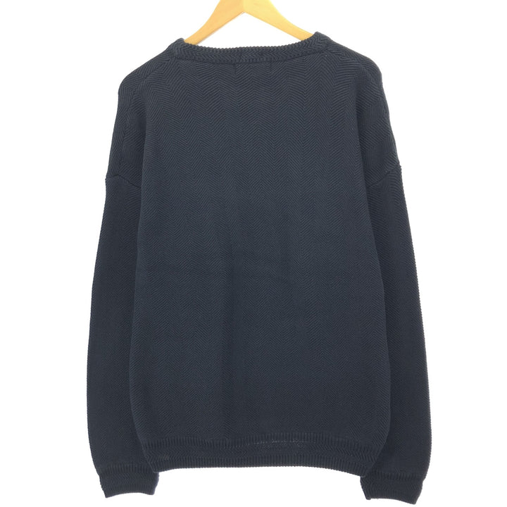 90'S Ralph Lauren CHAPS HAND FRAMED Herringbone Cotton Knit Sweater Men's XL Vintage /eaa434554