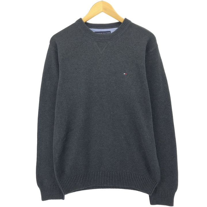 Tommy Hilfiger Cotton Knit Sweater, Men's Size L cotton gray type Vintage Second Hand