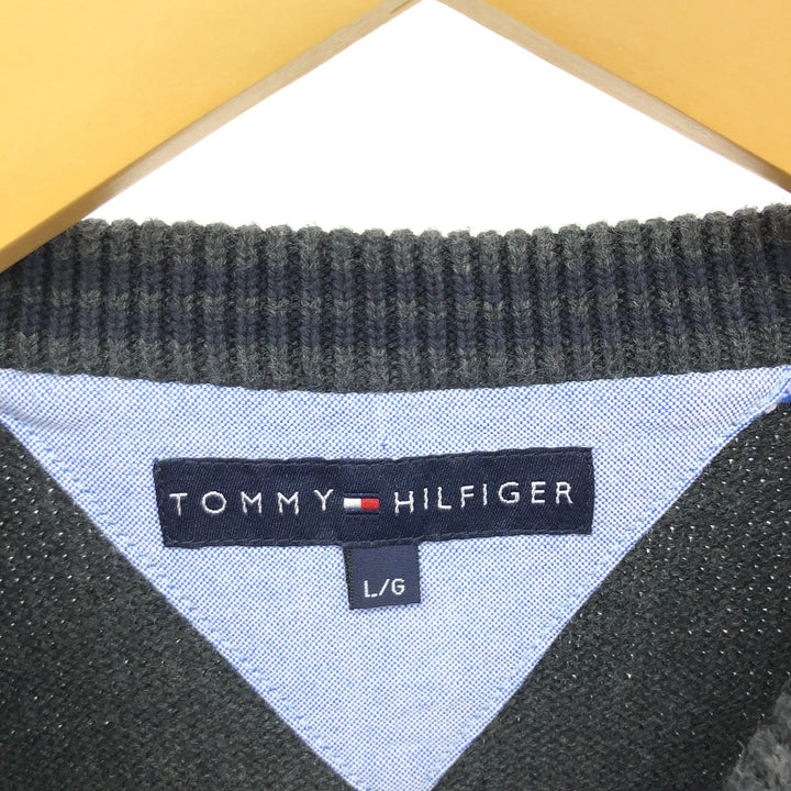 Tommy Hilfiger Cotton Knit Sweater, Men's Size L cotton gray type Vintage Second Hand