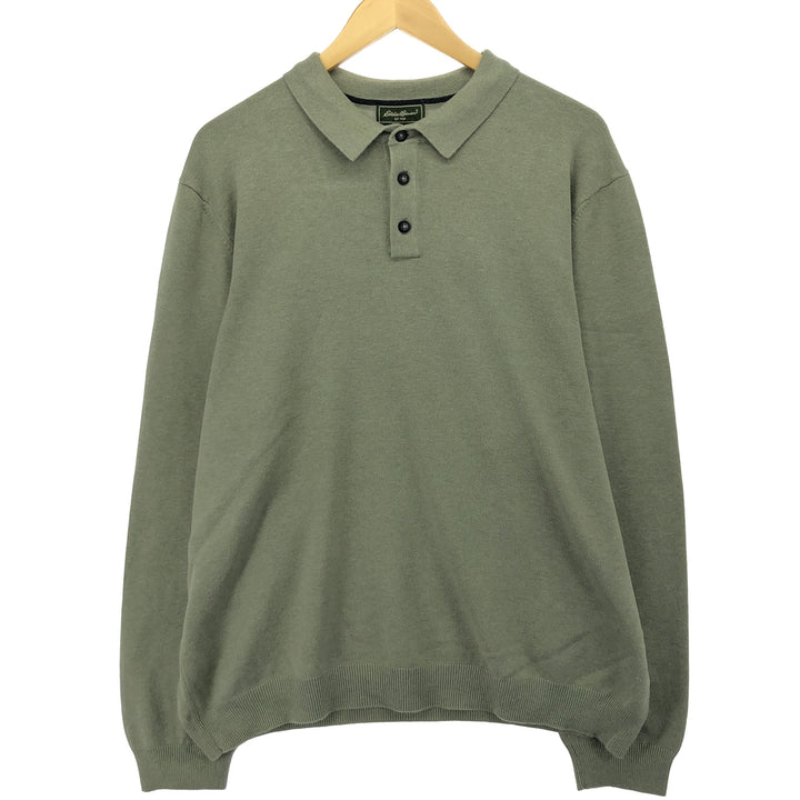 Eddie Bauer polo knit sweater, men's size XL Pima Cotton Mint green Vintage Second Hand