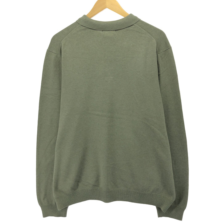 Eddie Bauer polo knit sweater, men's size XL Pima Cotton Mint green Vintage Second Hand