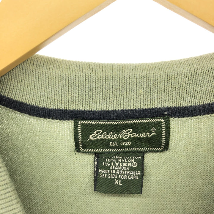 Eddie Bauer polo knit sweater, men's size XL Pima Cotton Mint green Vintage Second Hand