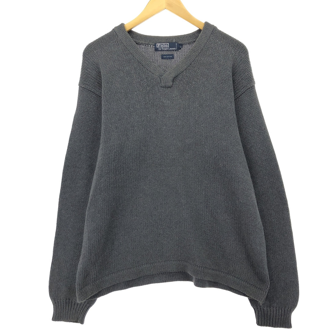 Ralph Lauren POLO by Ralph Lauren V-neck cotton knit sweater, men's size L / eaa434558