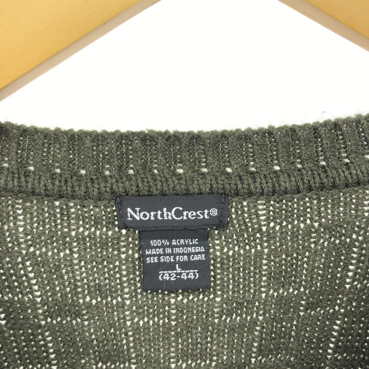 NorthCrest Acrylic Knit Sweater, Men's Size L acrylic green type Vintage Second Hand