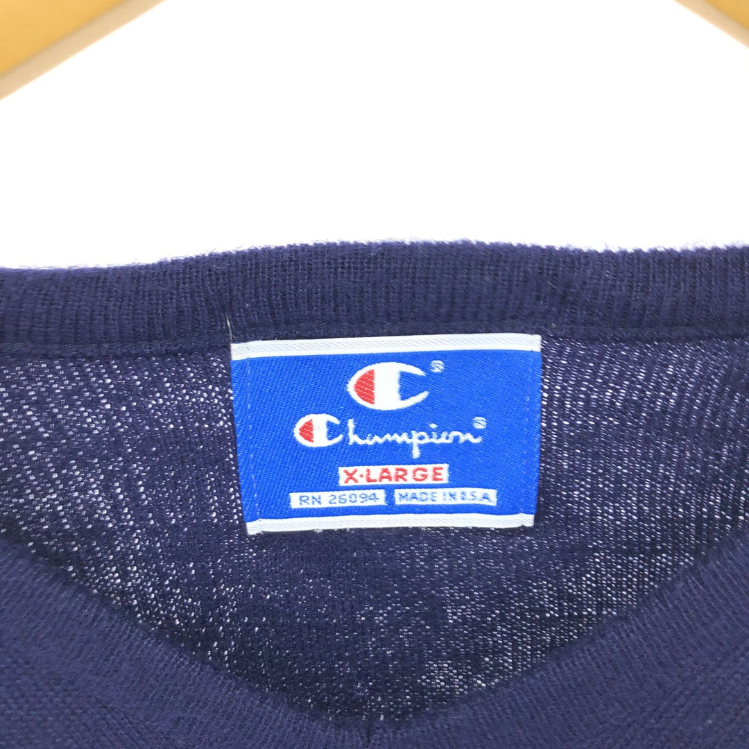 90'S Champion V-neck acrylic knit sweater, Made in USA, Men's XL, Vintage acrylic navy blue type Vintage Second Hand