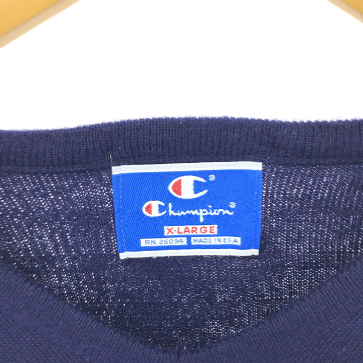90'S Champion V-neck acrylic knit sweater, Made in USA, Men's XL, Vintage acrylic navy blue type Vintage Second Hand