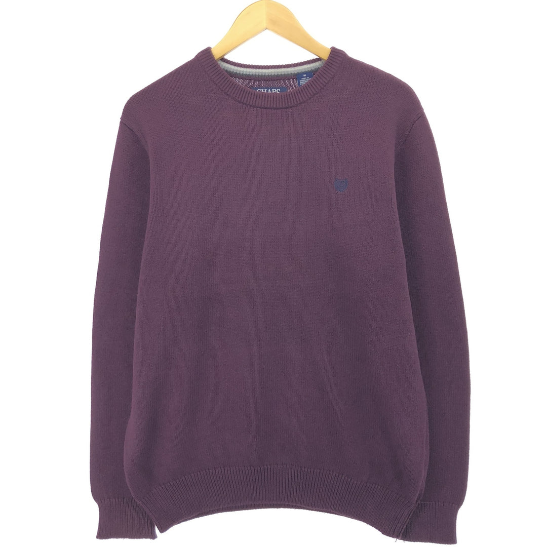 CHAPS Cotton Knit Sweater, Men's Size M cotton Red type red-purple Vintage Second Hand