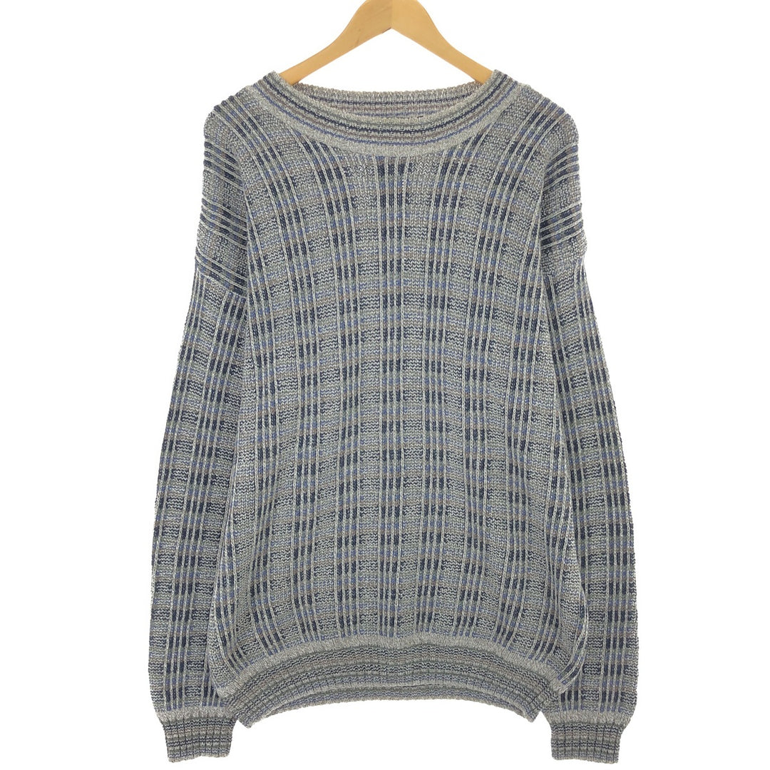 SCANDIA Check Pattern Cotton Knit Sweater, Made in USA, Men's Size L cotton multicolor Vintage Second Hand