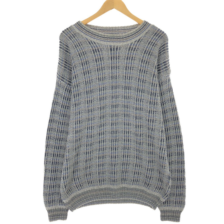 SCANDIA Check Pattern Cotton Knit Sweater, Made in USA, Men's Size L cotton multicolor Vintage Second Hand