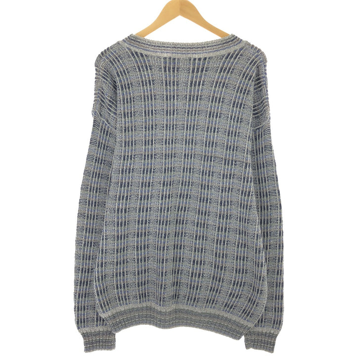 SCANDIA Check Pattern Cotton Knit Sweater, Made in USA, Men's Size L cotton multicolor Vintage Second Hand