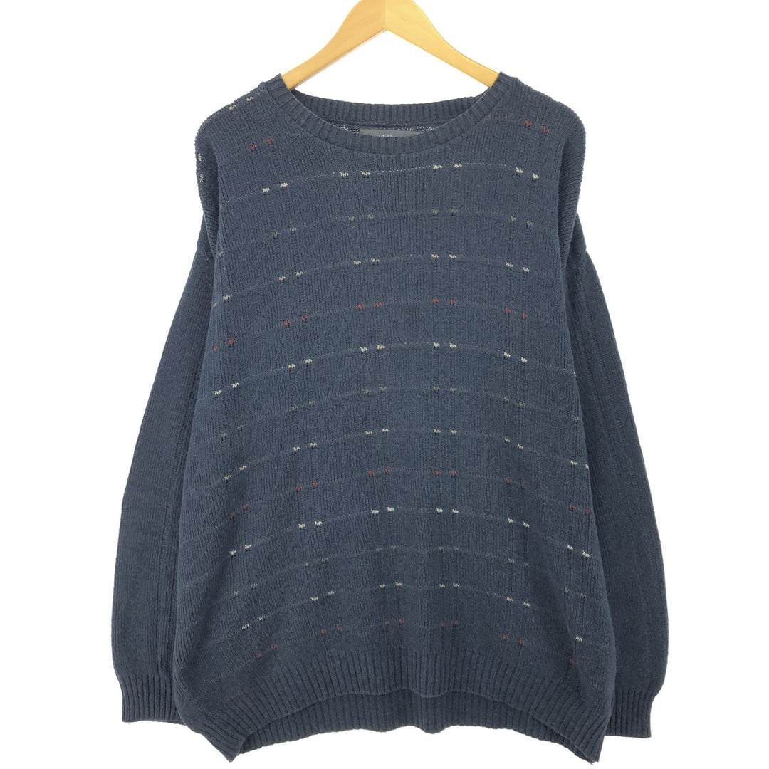 Croft & Barrow All-Over Print Cotton Knit Sweater, Made in USA, Men's Size XL cotton gray type Vintage Second Hand