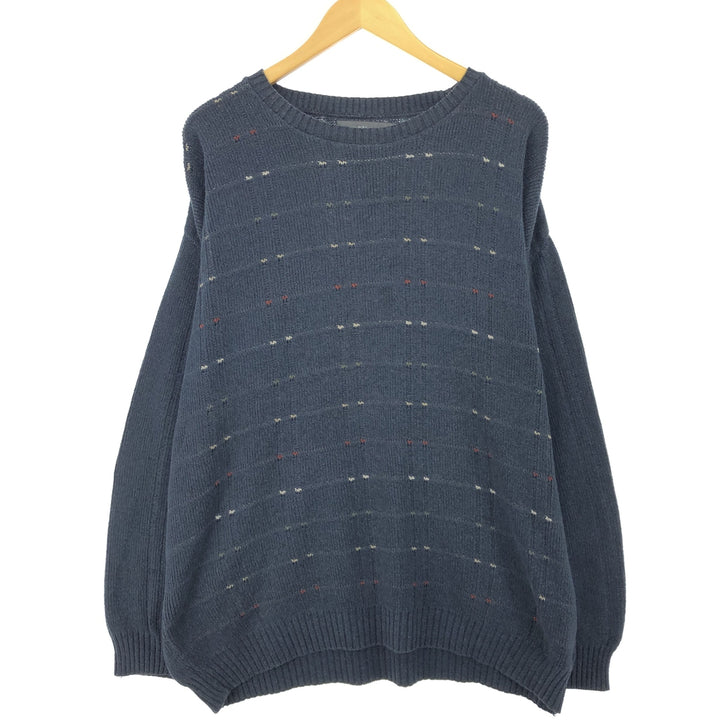 Croft & Barrow All-Over Print Cotton Knit Sweater, Made in USA, Men's Size XL cotton gray type Vintage Second Hand