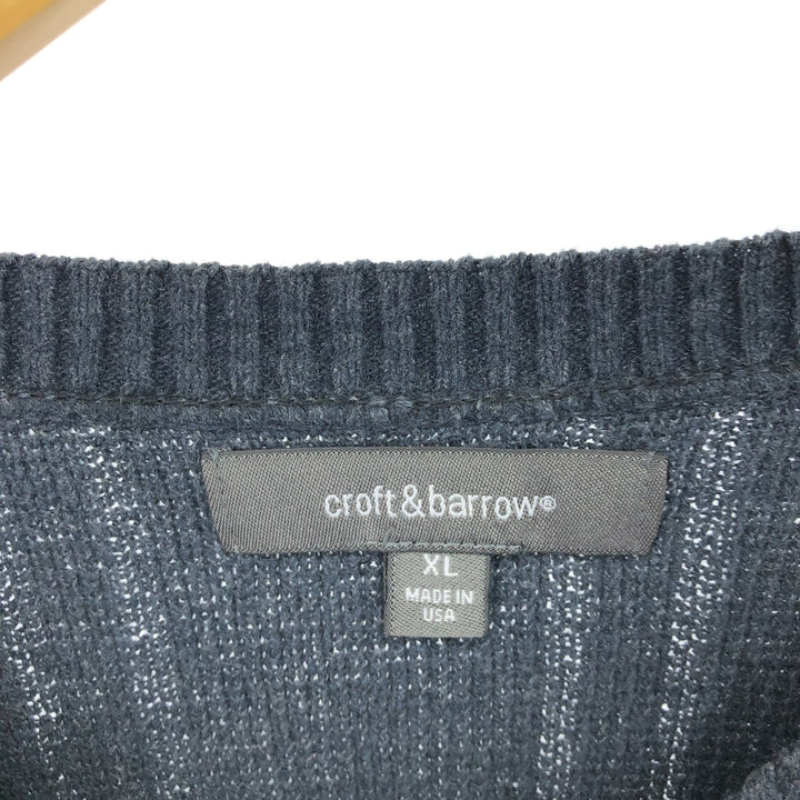 Croft & Barrow All-Over Print Cotton Knit Sweater, Made in USA, Men's Size XL cotton gray type Vintage Second Hand
