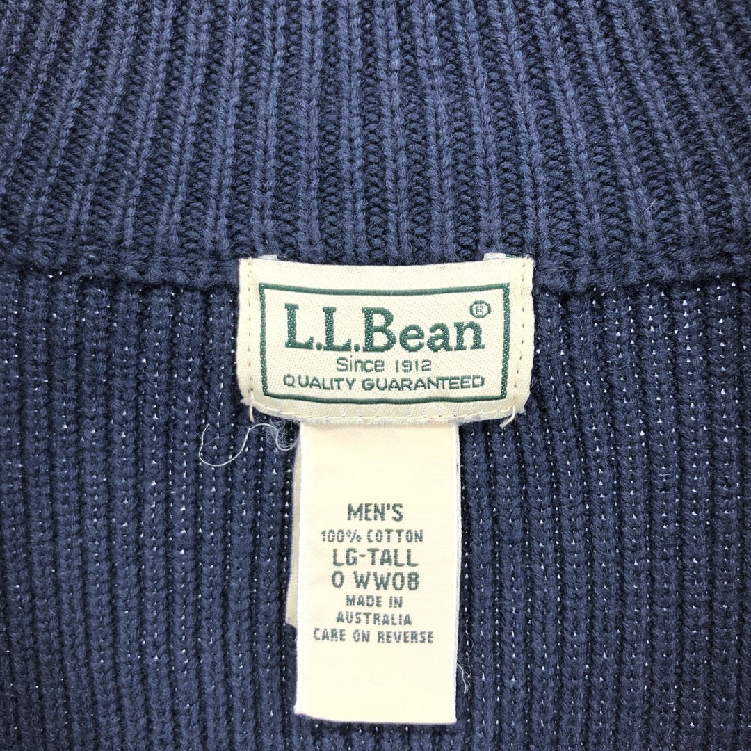 2000'S LLBean Ribbed Driver's Knit Sweater, Men's Size L cotton navy blue type Vintage Second Hand