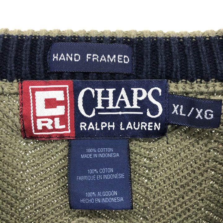 90'S Ralph Lauren CHAPS Herringbone Cotton Knit Sweater Men's XL Vintage /eaa434622