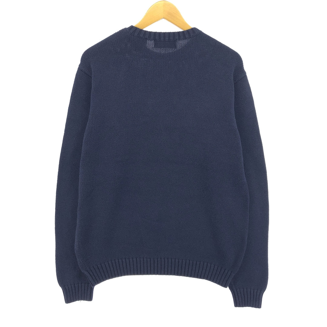 CHAPS Cotton Knit Sweater, Men's Size M cotton navy blue type Vintage Second Hand