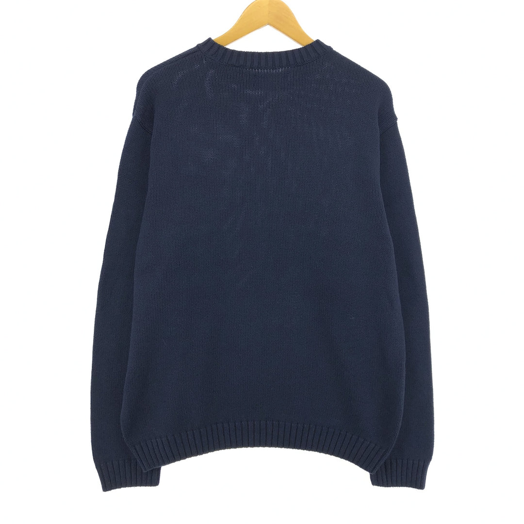 CHAPS Cotton Knit Sweater, Men's Size L cotton navy blue type Vintage Second Hand