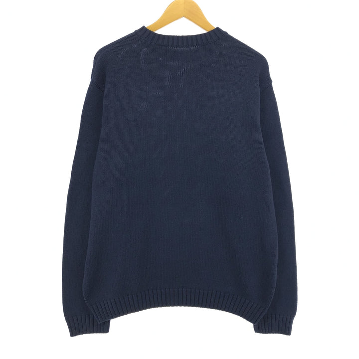 CHAPS Cotton Knit Sweater, Men's Size L cotton navy blue type Vintage Second Hand
