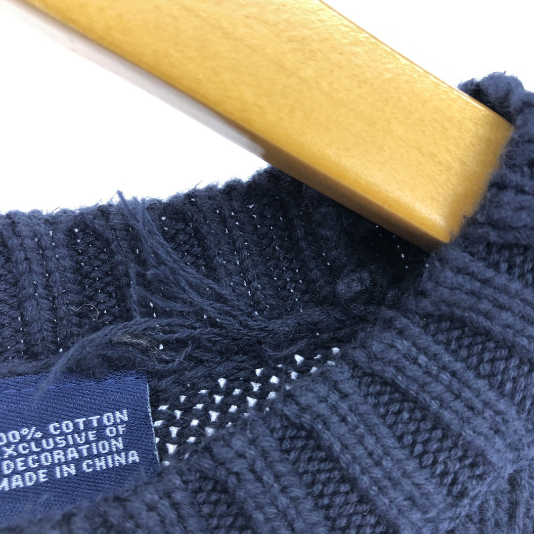 CHAPS Cotton Knit Sweater, Men's Size L cotton navy blue type Vintage Second Hand