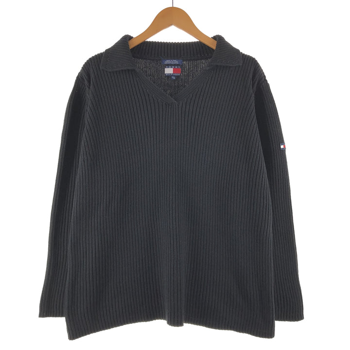 90s~ Tommy Hilfiger Ribbed collared cotton knit sweater Men's XL size Vintage /eaa434634