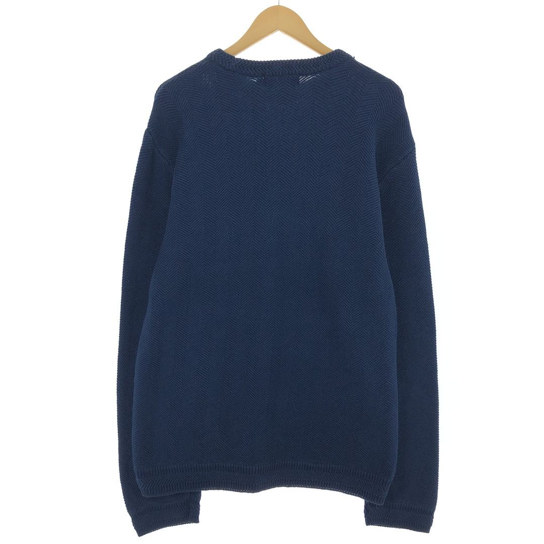 90'S Ralph Lauren CHAPS Herringbone Cotton Knit Sweater Men's Size L Vintage / eaa434659