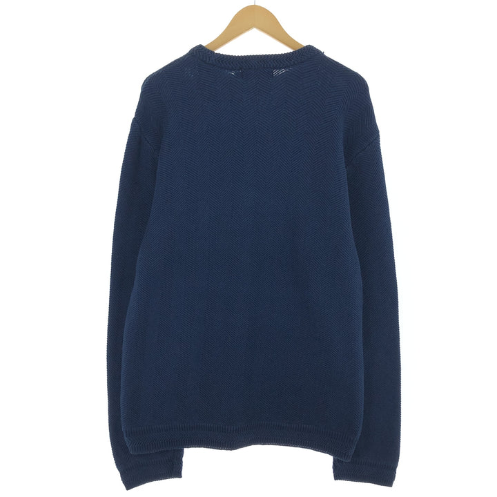 90'S Ralph Lauren CHAPS Herringbone Cotton Knit Sweater Men's Size L Vintage / eaa434659