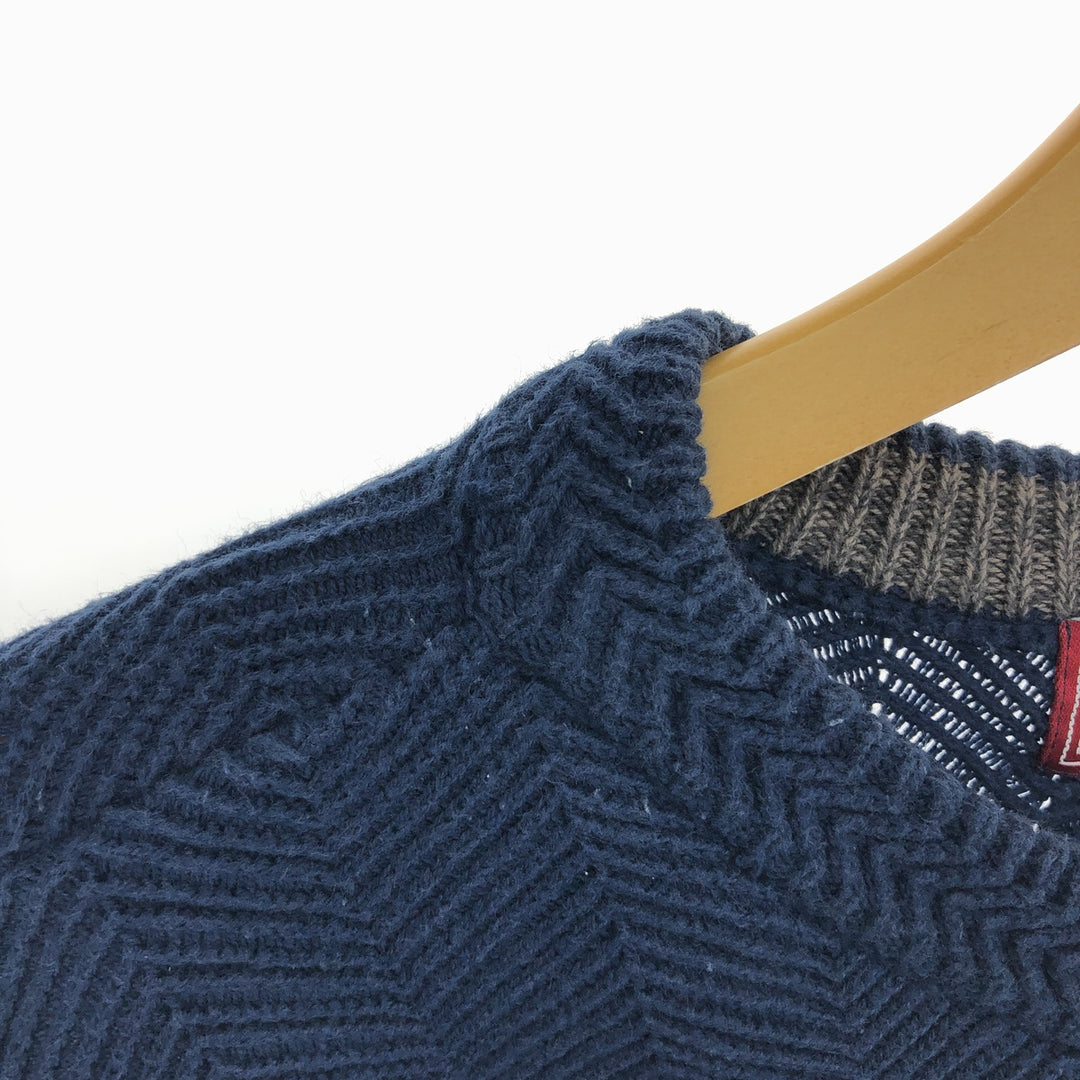 90'S Ralph Lauren CHAPS Herringbone Cotton Knit Sweater Men's Size L Vintage / eaa434659