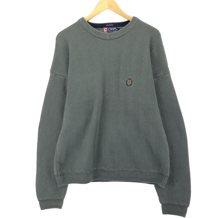 90'S Ralph Lauren CHAPS HAND FRAMED Herringbone Cotton Knit Sweater Men's L Size Vintage /eaa434675