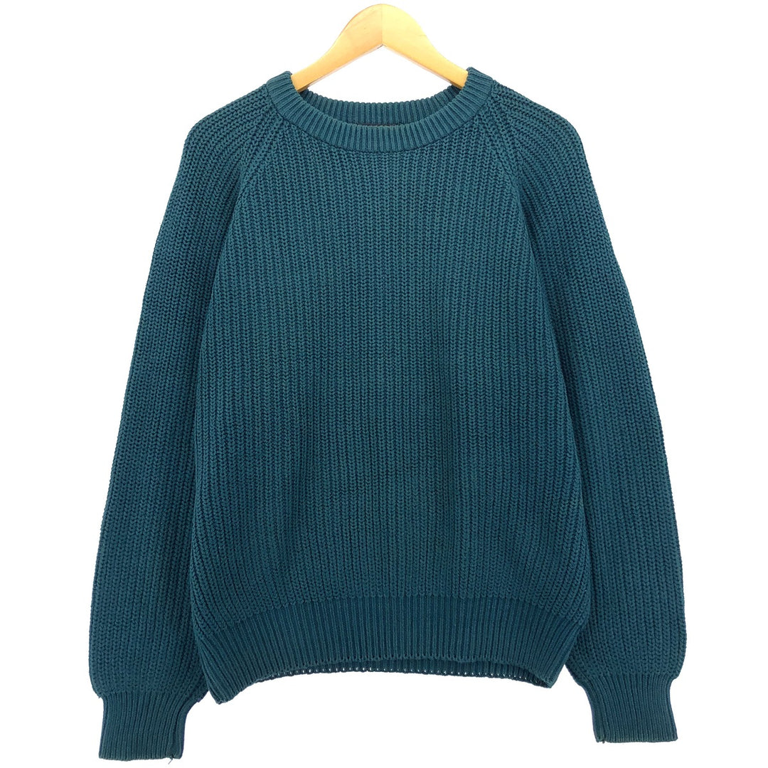 90'S Eddie Bauer Cotton Knit Sweater, Men's M Size, Vintage cotton green type Vintage Second Hand