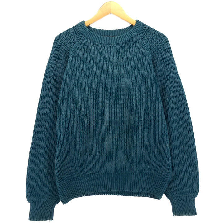 90'S Eddie Bauer Cotton Knit Sweater, Men's M Size, Vintage cotton green type Vintage Second Hand