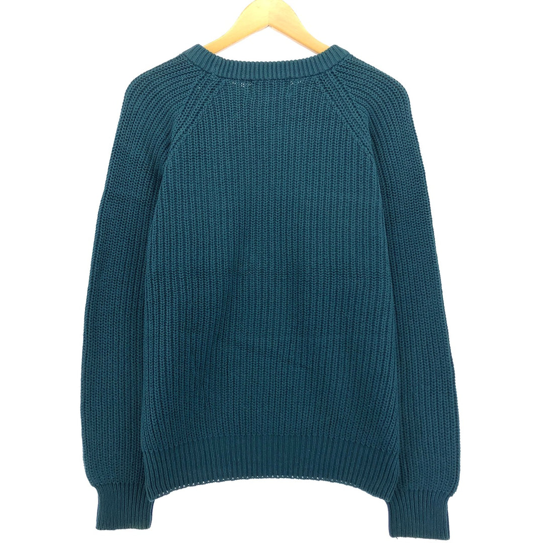 90'S Eddie Bauer Cotton Knit Sweater, Men's M Size, Vintage cotton green type Vintage Second Hand