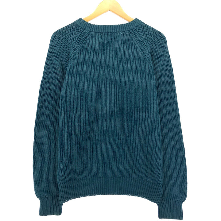 90'S Eddie Bauer Cotton Knit Sweater, Men's M Size, Vintage cotton green type Vintage Second Hand