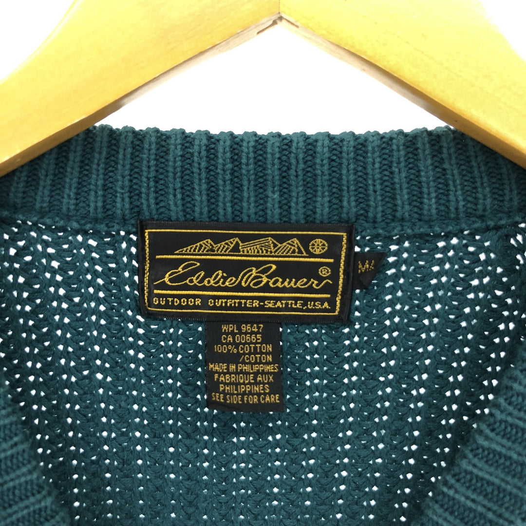 90'S Eddie Bauer Cotton Knit Sweater, Men's M Size, Vintage cotton green type Vintage Second Hand