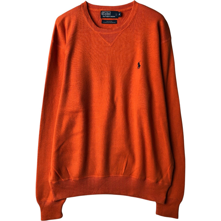 Ralph Lauren POLO by Ralph Lauren Cotton Knit Sweater Men's M Size cotton orange type Vintage Second Hand
