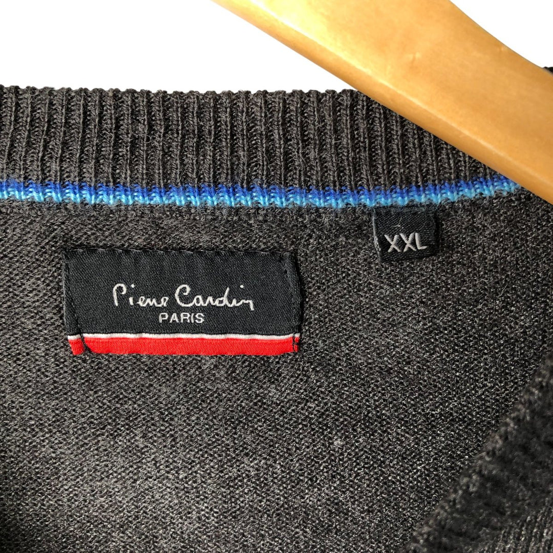 Pierre Cardin PARIS acrylic knit sweater, men's size XXL acrylic Charcoal Vintage Second Hand
