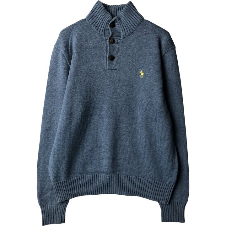 Ralph Lauren POLO by Ralph Lauren Cotton Knit Half Button Sweater Men's M cotton Blue type light blue Vintage Second Hand