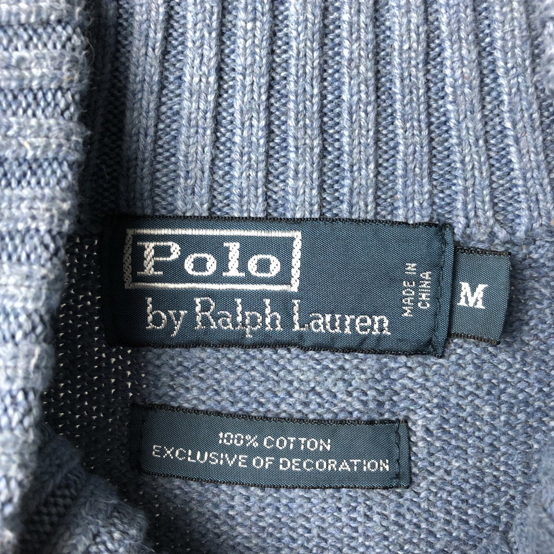 Ralph Lauren POLO by Ralph Lauren Cotton Knit Half Button Sweater Men's M cotton Blue type light blue Vintage Second Hand