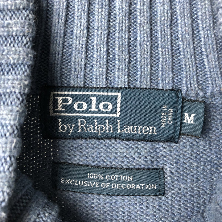 Ralph Lauren POLO by Ralph Lauren Cotton Knit Half Button Sweater Men's M cotton Blue type light blue Vintage Second Hand