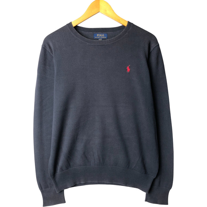 Ralph Lauren POLO RALPH LAUREN cotton knit sweater, women's size XL cotton navy blue type Vintage Second Hand