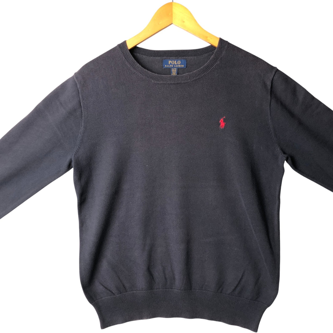 Ralph Lauren POLO RALPH LAUREN cotton knit sweater, women's size XL cotton navy blue type Vintage Second Hand