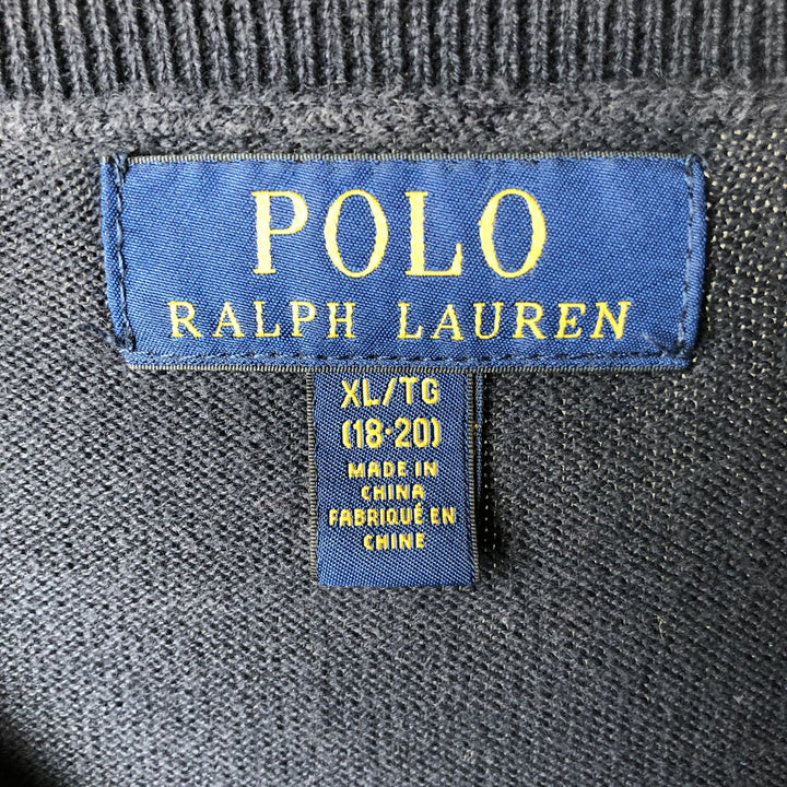 Ralph Lauren POLO RALPH LAUREN cotton knit sweater, women's size XL cotton navy blue type Vintage Second Hand