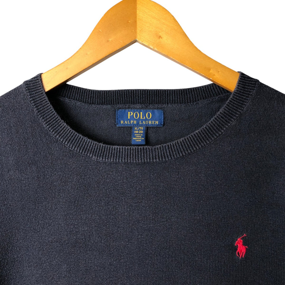 Ralph Lauren POLO RALPH LAUREN cotton knit sweater, women's size XL cotton navy blue type Vintage Second Hand