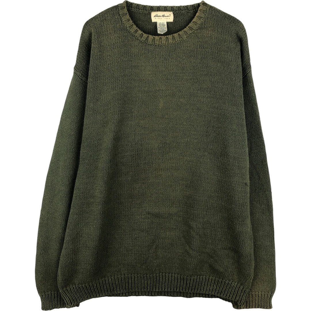 90'S Vintage Eddie Bauer Cotton Knit Sweater, Men's Size XL cotton Khaki type Vintage Second Hand