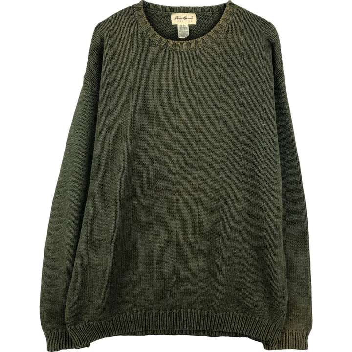 90'S Vintage Eddie Bauer Cotton Knit Sweater, Men's Size XL cotton Khaki type Vintage Second Hand