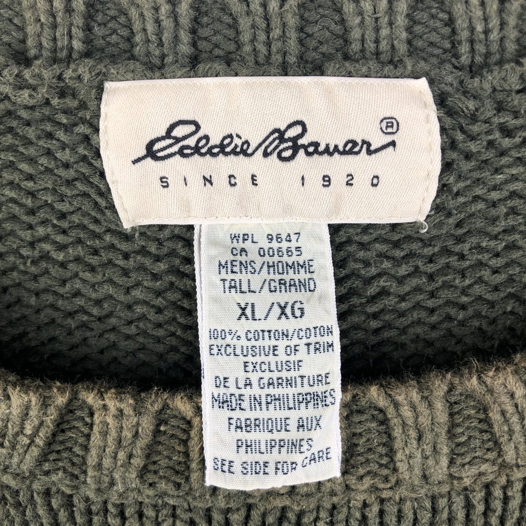 90'S Vintage Eddie Bauer Cotton Knit Sweater, Men's Size XL cotton Khaki type Vintage Second Hand