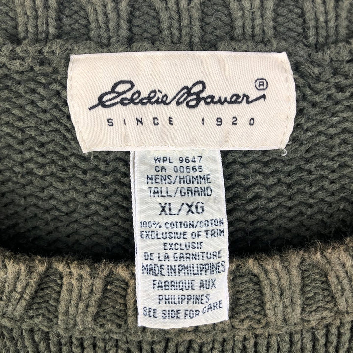 90'S Vintage Eddie Bauer Cotton Knit Sweater, Men's Size XL cotton Khaki type Vintage Second Hand