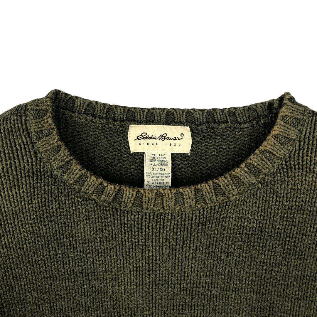 90'S Vintage Eddie Bauer Cotton Knit Sweater, Men's Size XL cotton Khaki type Vintage Second Hand
