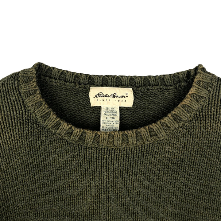 90'S Vintage Eddie Bauer Cotton Knit Sweater, Men's Size XL cotton Khaki type Vintage Second Hand