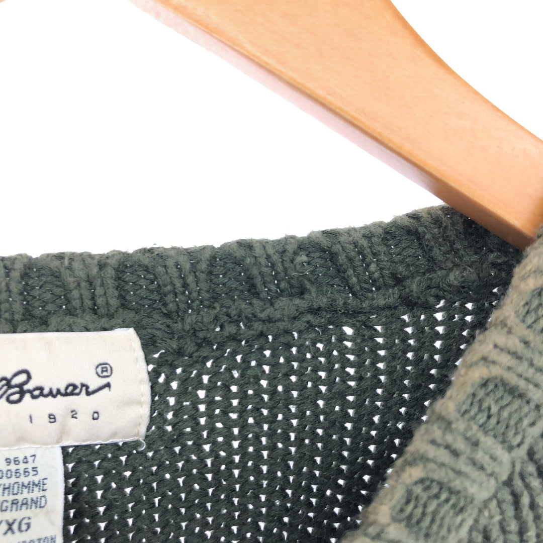 90'S Vintage Eddie Bauer Cotton Knit Sweater, Men's Size XL cotton Khaki type Vintage Second Hand