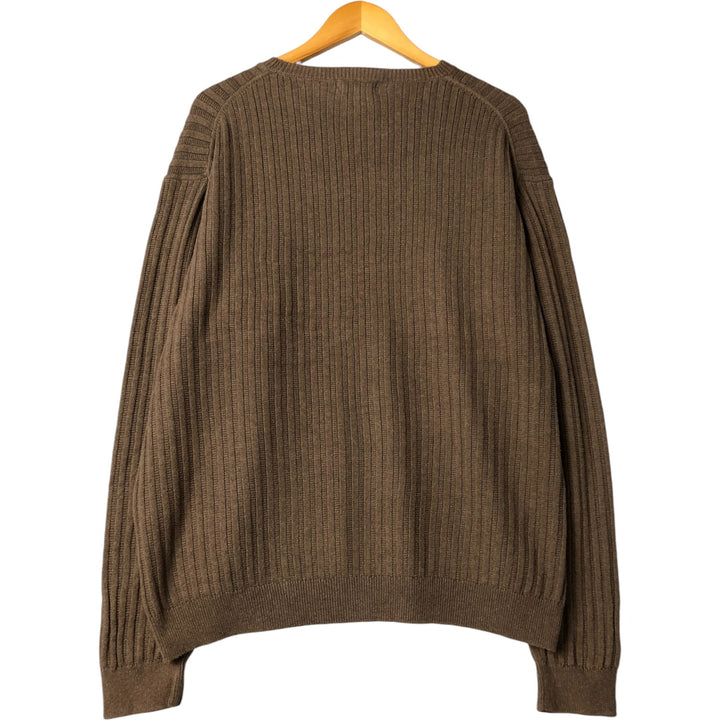00s~ NAUTICA Ribbed Cotton Knit Sweater Men's XL cotton brown type Vintage Second Hand